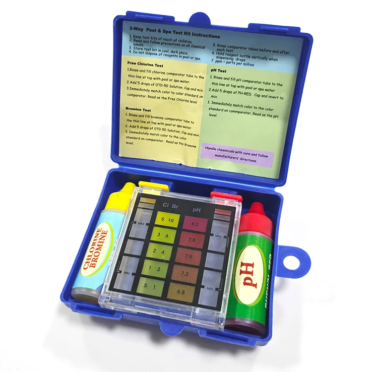 3 Way Test Kits Swimming Pool Spa Water Quality Chemical Test Kit for PH Chlorine and Bromine Test