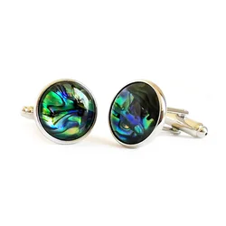 Wholesale Natural Abalone Shell Mother of Pearl Luxury Stone Cuff links Custom Business Suit Shirt Wedding Tuxedo Gift Cufflinks