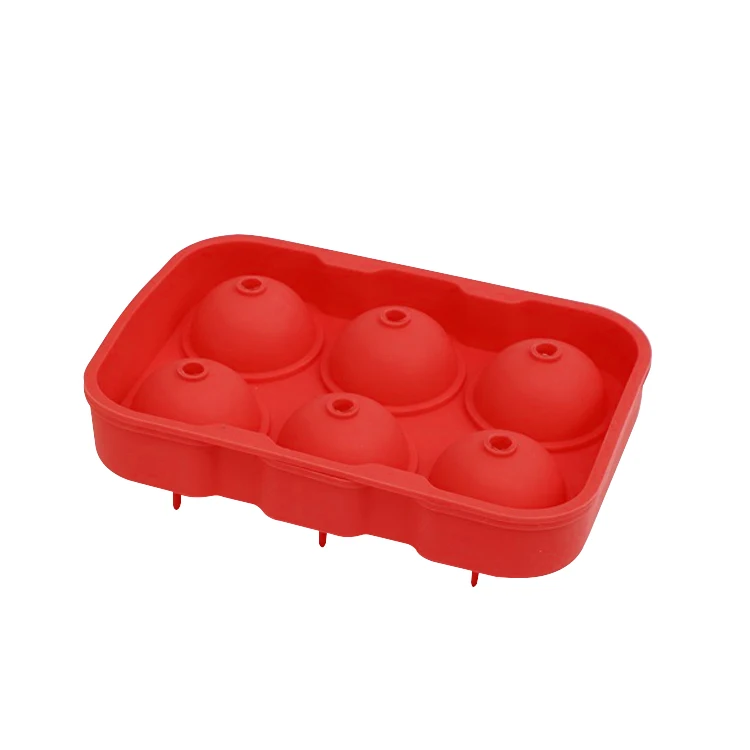 Portable Round Shape Ice Maker Hold 6 Cavities Silicone Ice Cube and Ball Tray with Lid
