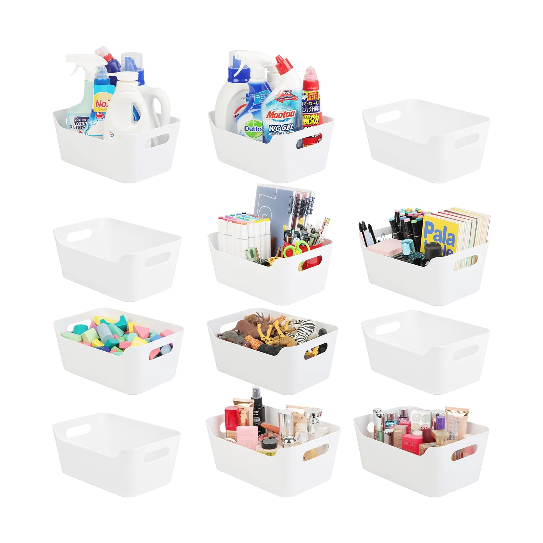 1pc cabinet countertop storage bins with lids plastic storage containers box stackable closet organizer bins sundries basket