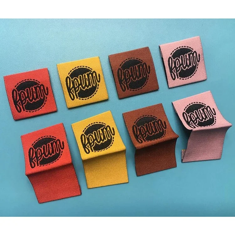 Custom Logo Labels, Clothing Tags Organic Cotton Name Iron On Woven Labels