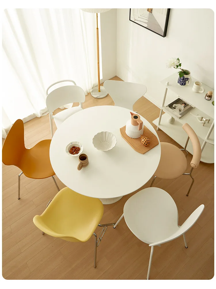 Nordic modern classic MDF white round top bell leg base luxurious big dining table for dining room living room