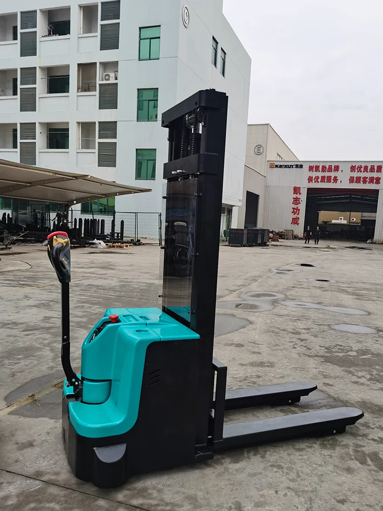 New Lithium Battery 1500kg 2000kg Lift 1.6m to 3.5m Walkie Stacker Fully Electric Pallet Stacker Forklift