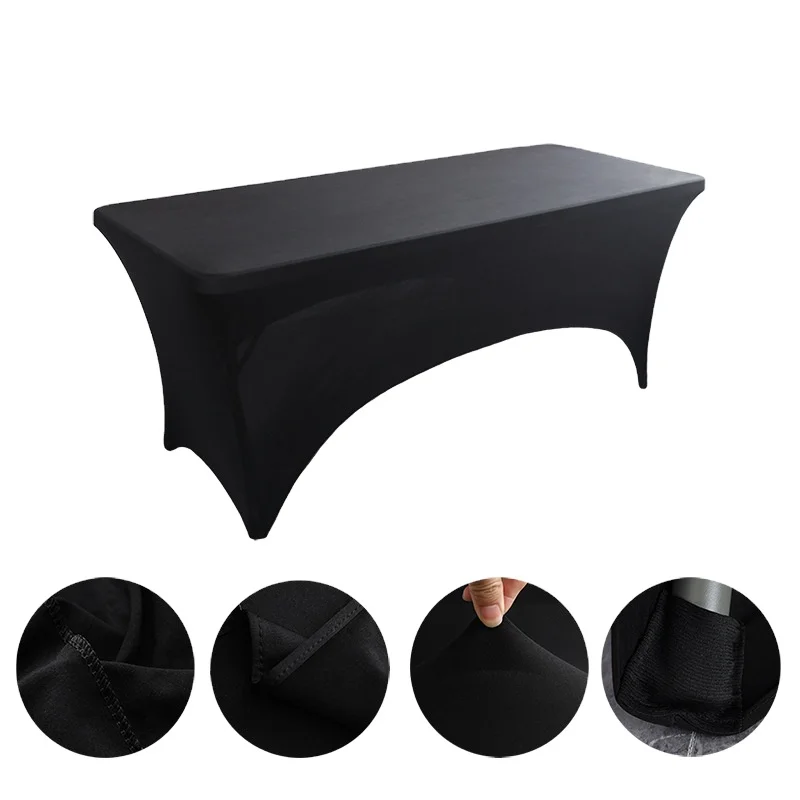 Wholesale high-grade solid color polyester square tablecloth elastic table cover for hotel banquet decoration