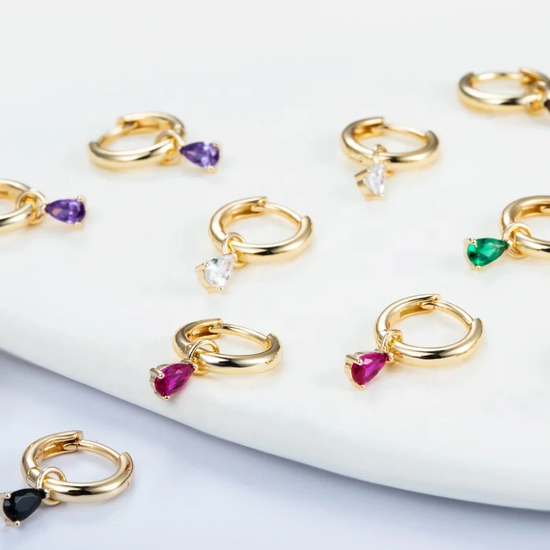 Charm 18k Позолоченные 925 стерлингового серебра ювелирные изделия huggie женские Циркон Простой маленький серьги в виде колец