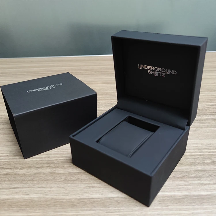 Custom Watch Gift Boxes Cases Luxury High Quality Packaging Matte Single Black PU Leather Watch Box
