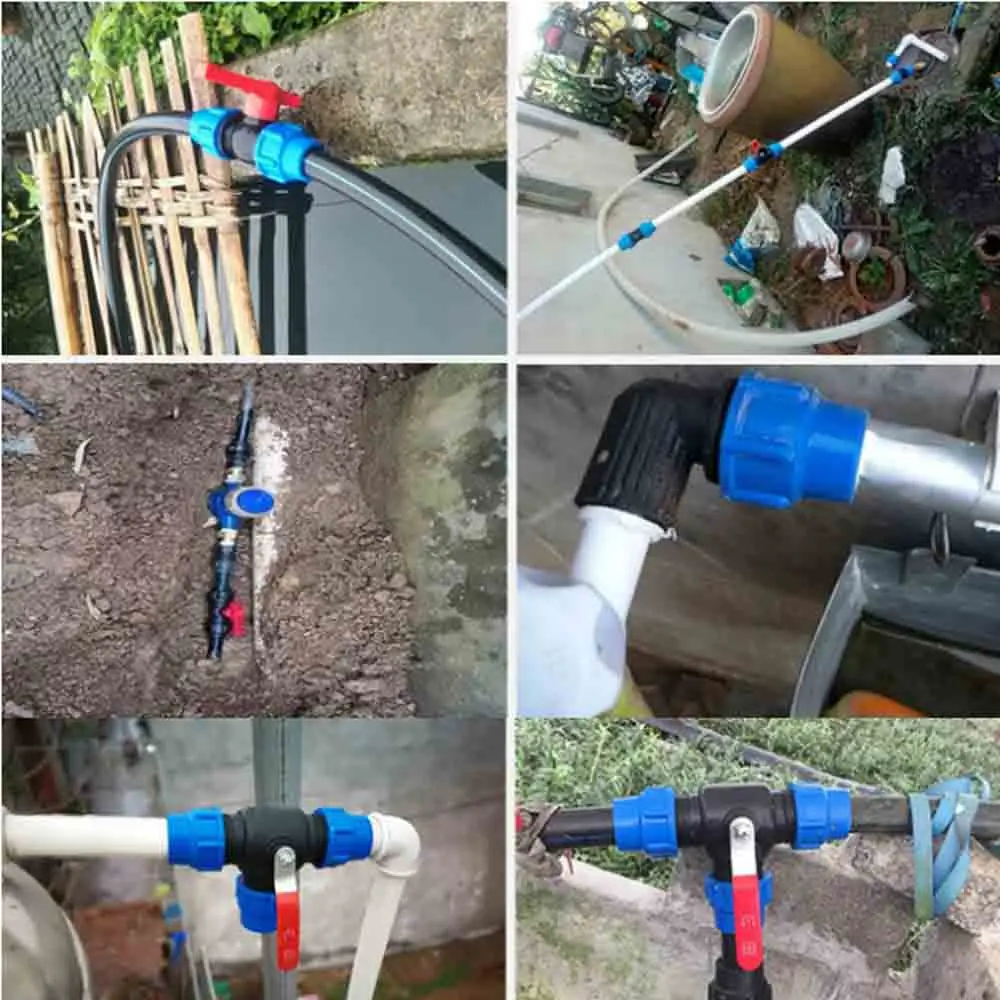 50 x 32 x 50mm T-type Water Splitter for PE Pipe tee connector 3-Way PE pipe Reducing tap T PVC Pipe Quick valve