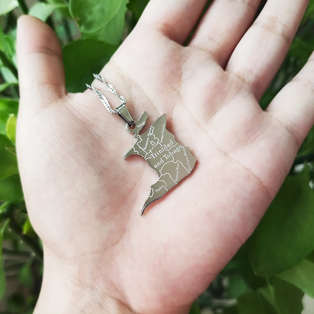 Trinidad Necklace Stainless Steel Jewelry Trinidad Flag Fashion Jewelry Necklaces Trinidad And Tobago Country Map Necklace
