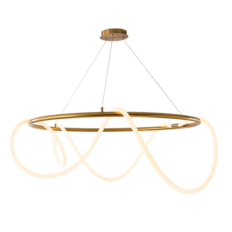 Nordic minimalist luxury chandelier simple line 360-degree luminous living room restaurant bar pendant lamps