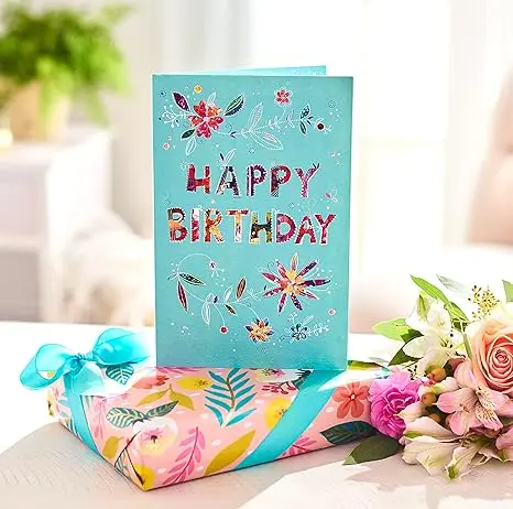 Greetings Birthday Card for Her - Give Her/Him a Warm Greeting (Floral Happy Birthday) Birthday Cards for girlfriend or Lover