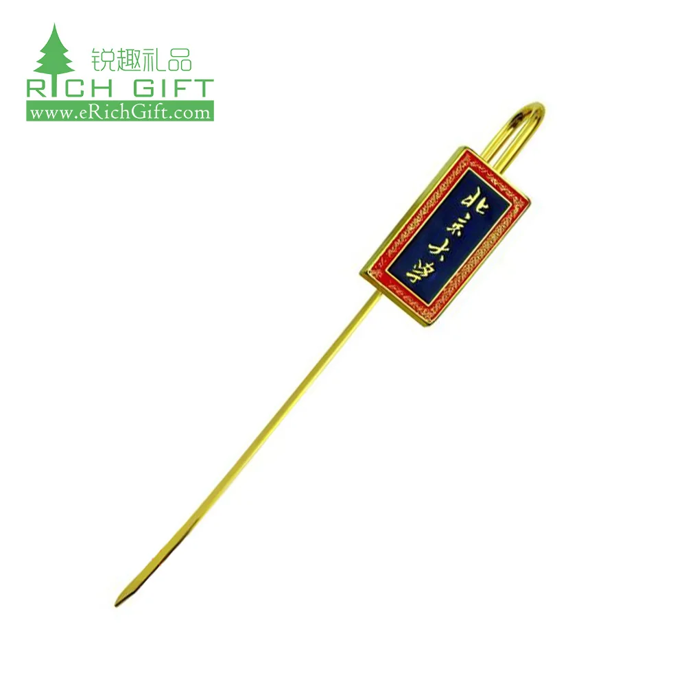 New design custom made laser cutting engraved metal bookmark for gifts gold etching bookmark metal logo