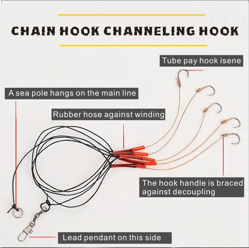 Fishhooks Stainless Steel Rigs Swivel Fishing Tackle Lures Pesca Baits Single Hook Combination 5 Hooks