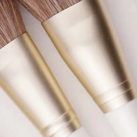 OUMO BRUSH-Fashion white handle golden aluminum/copper tube brown synthetic knot makeup brushes 12PCS makeup brush set