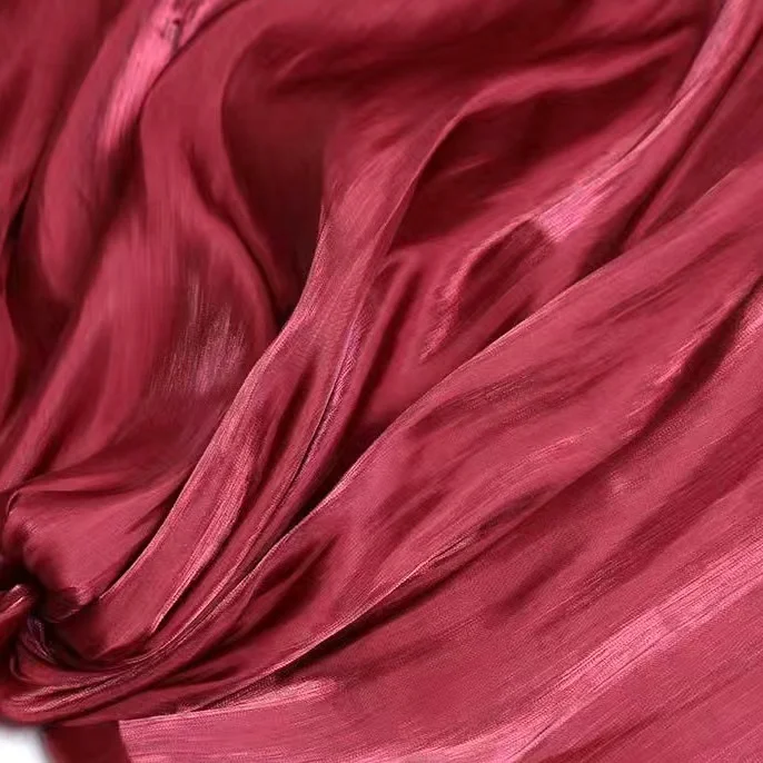 Wholesale Luxury pleated voile silk crystal glitter dress shinny satin fabric for wedding party dresses