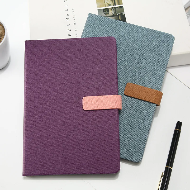 A5 White Private Custom Lined Daily Pu Leather Hardcover Business Notebook Planner With Pen Loop