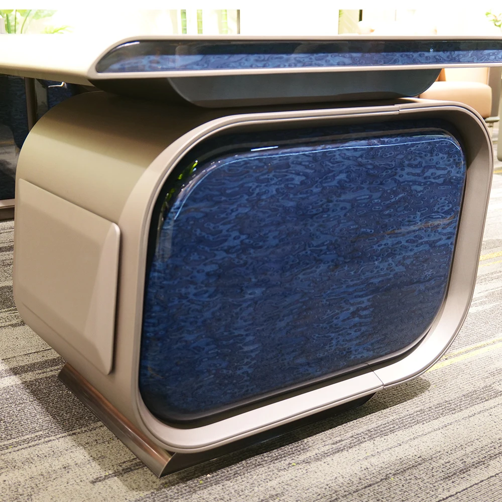 Уникальный персональный свет роскошный драгоценный павлин синий металлик Беспроводная зарядка технология блокировки отпечатков пальцев настольный стол