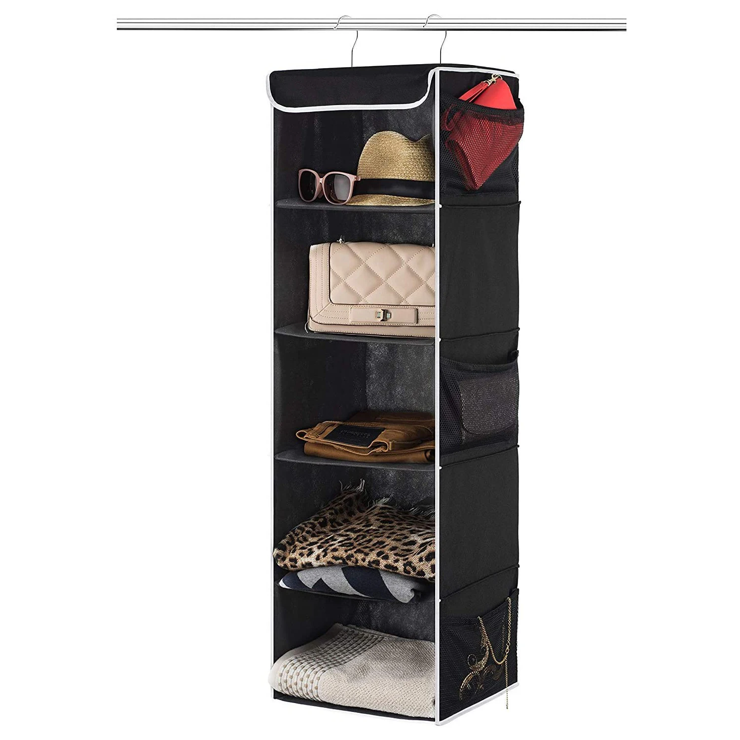 
Mesh Pockets Breathable Polypropylene 4 Shelf 3 Tier Hanging Closet Organizer For Clothes Storage 