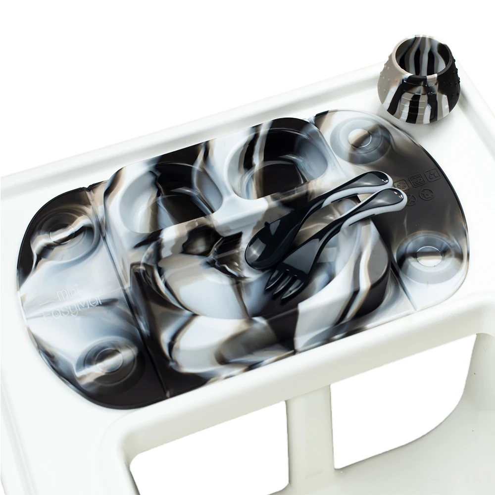 Factory Custom Children Dinner Feeding Cutlery Sets Baby Bibs Suction Bowl Complete Silicone Cat Tableware Set For Babies