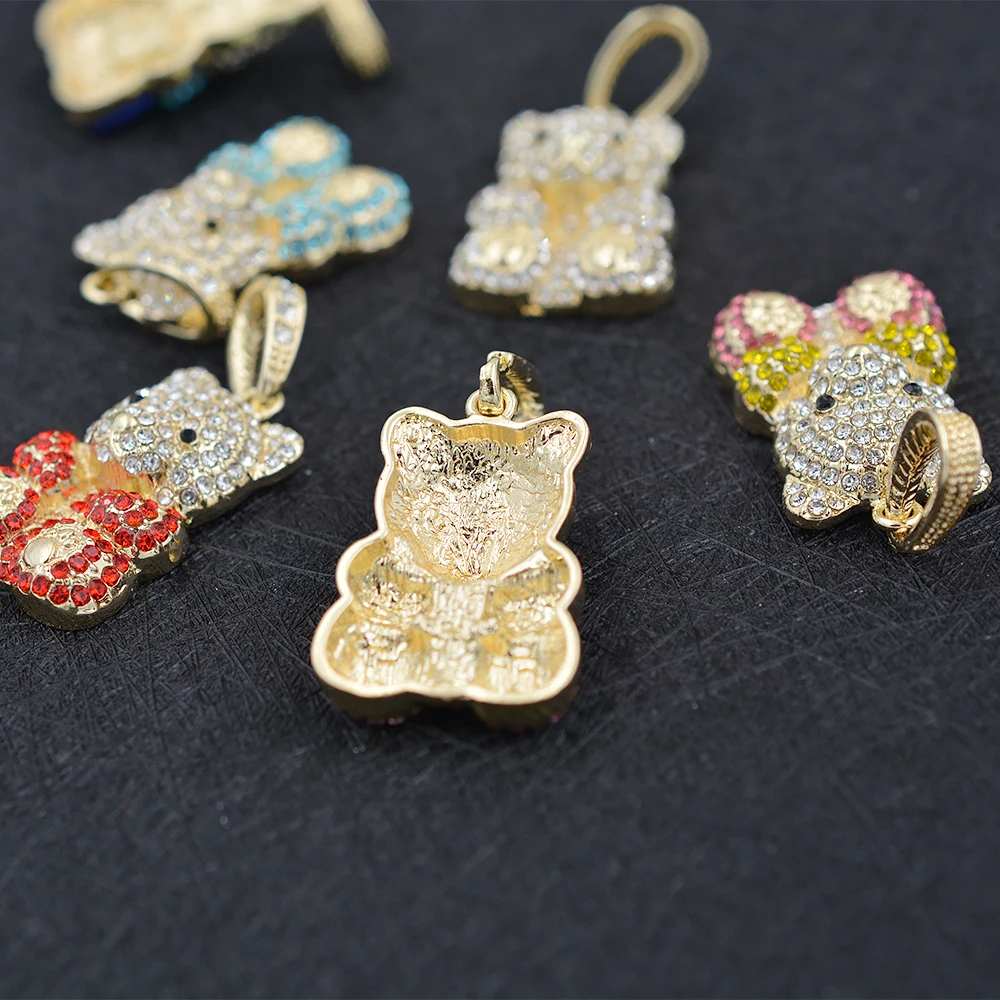 Personalized Iced Out Moissanite Diamond Gold Silver Bling Bear Cross Letter Virgin Mary Hip Hop Fine Jewelry Pendants & Charms