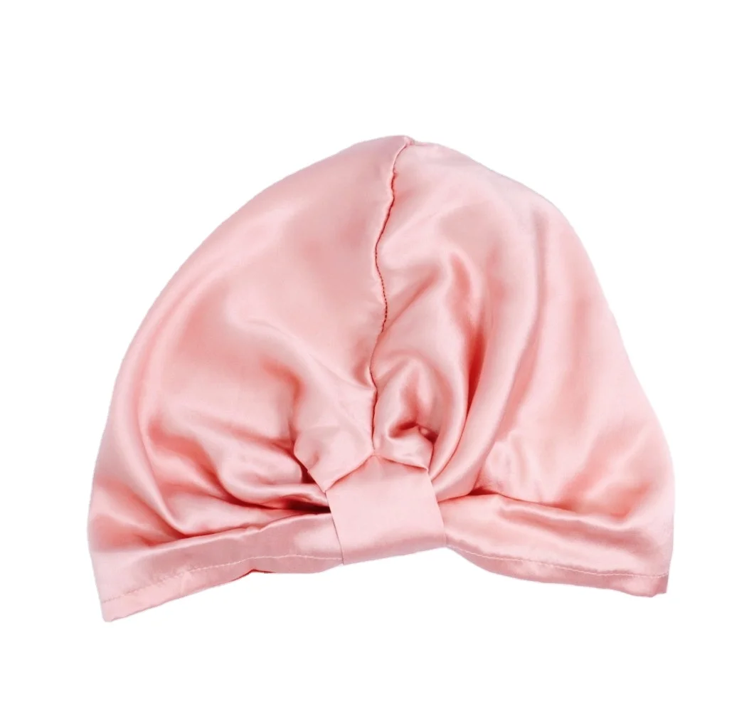 Luxury Satin 22mm  Silk Hair bonnet Double Layer Silk Turban with Custom Logo nightcap
