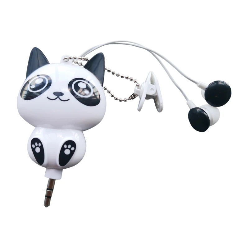animal shaped cute cartoon retractable earphone without mic
