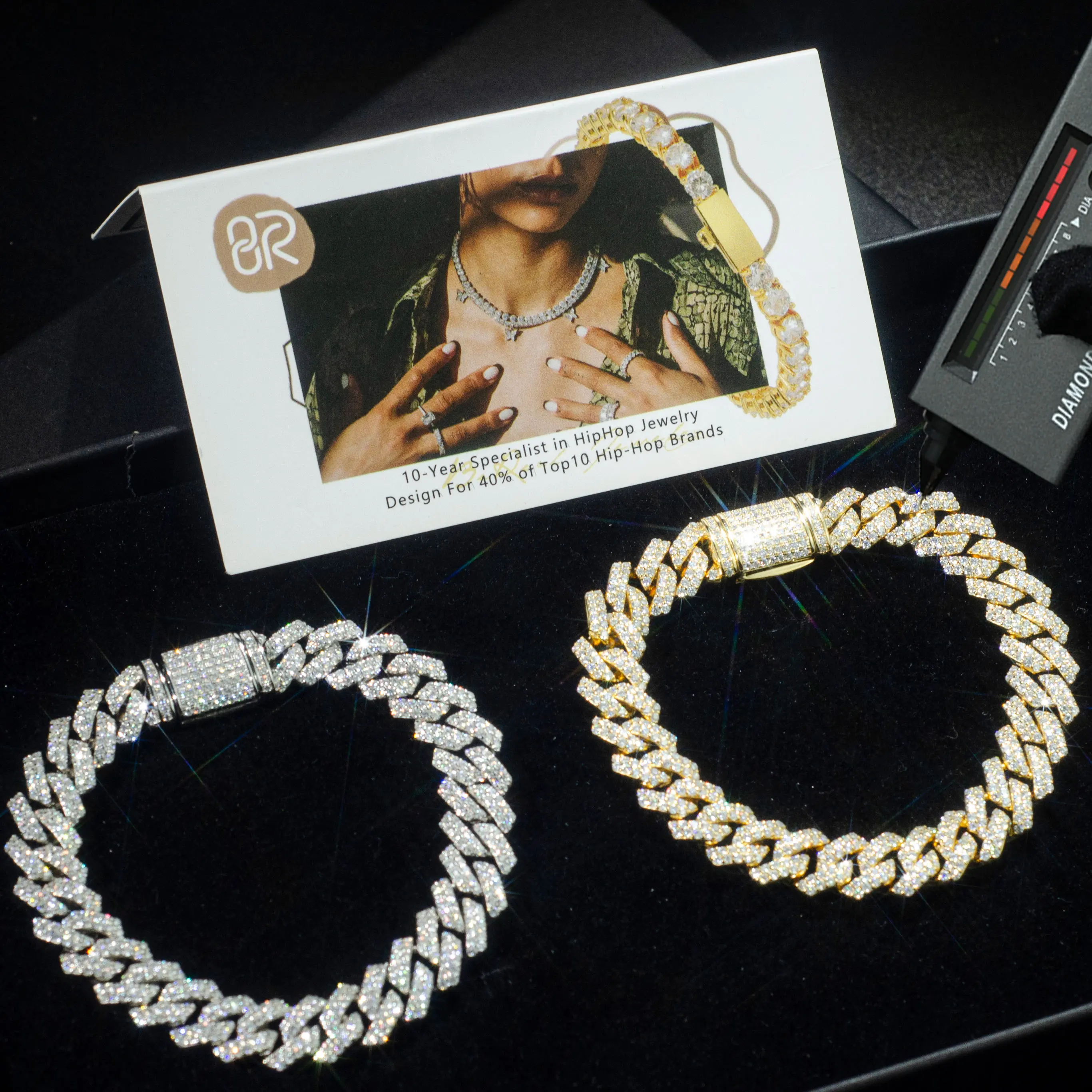 Custom 10k Solid Gold Cuban Bracelet VVS Moissanite Diamond Tester Pass Ice Out Hip Hop 14k Real Gold Chain Customized Size
