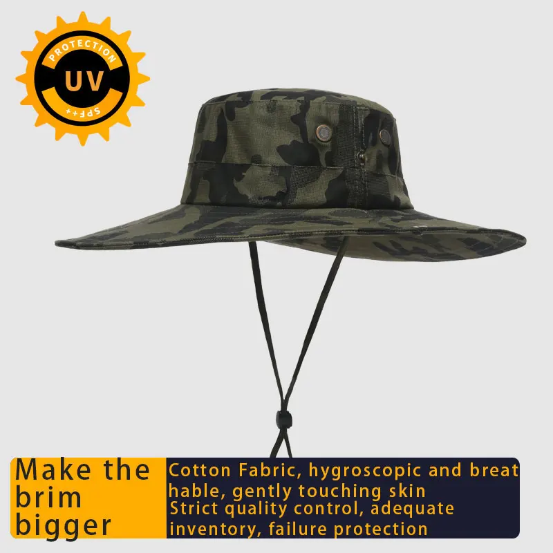 2022 Summer Men UV Protection Outdoor Fishing Sunscreen  Mountain-Climbing Bucket Hats Caps