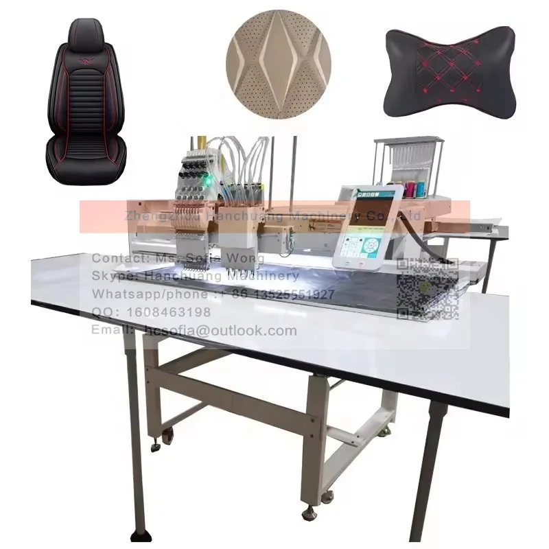 punching leather embroidery machine for fabric and leather pattern sewing machine