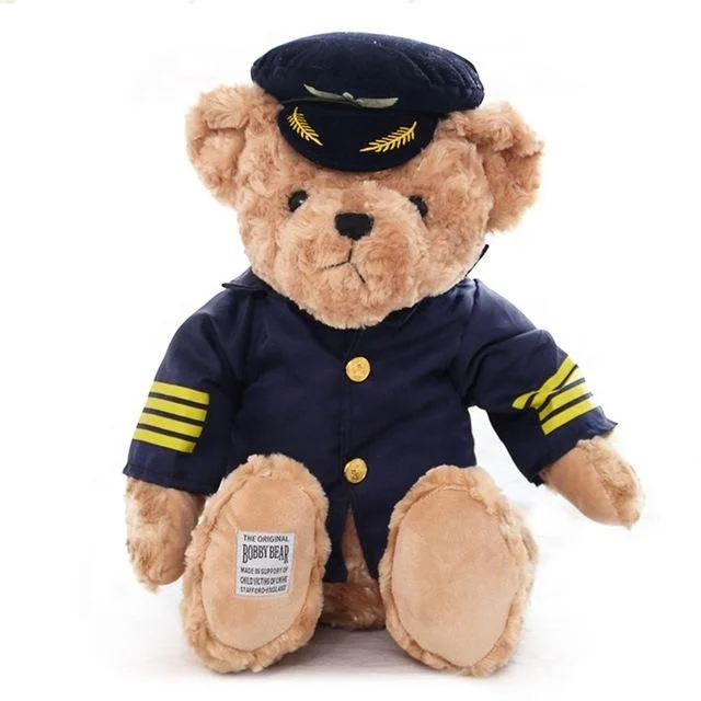 Hot selling Pilot Teddy Bear Plush Toy Cute Captain Bear Doll Stuffed Animal Toys Birthday Gift Kids Toy Baby Doll for Children