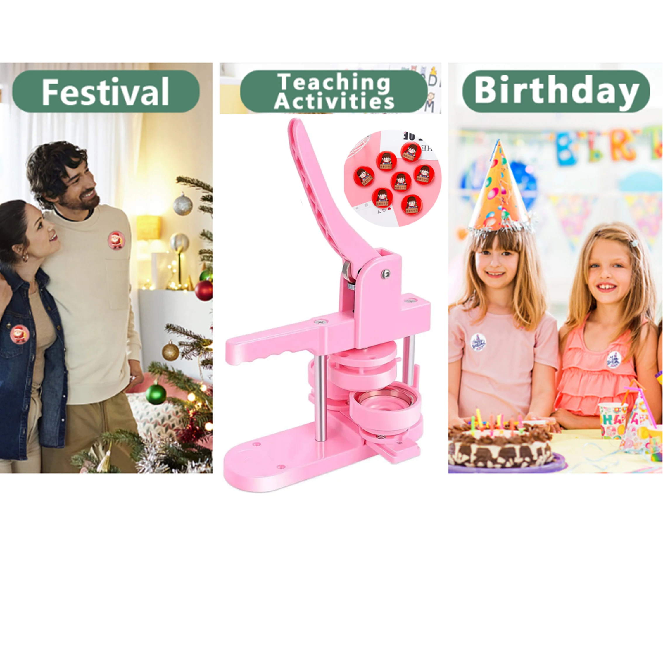 Button Maker Machine Multiple Sizes with 200pcs