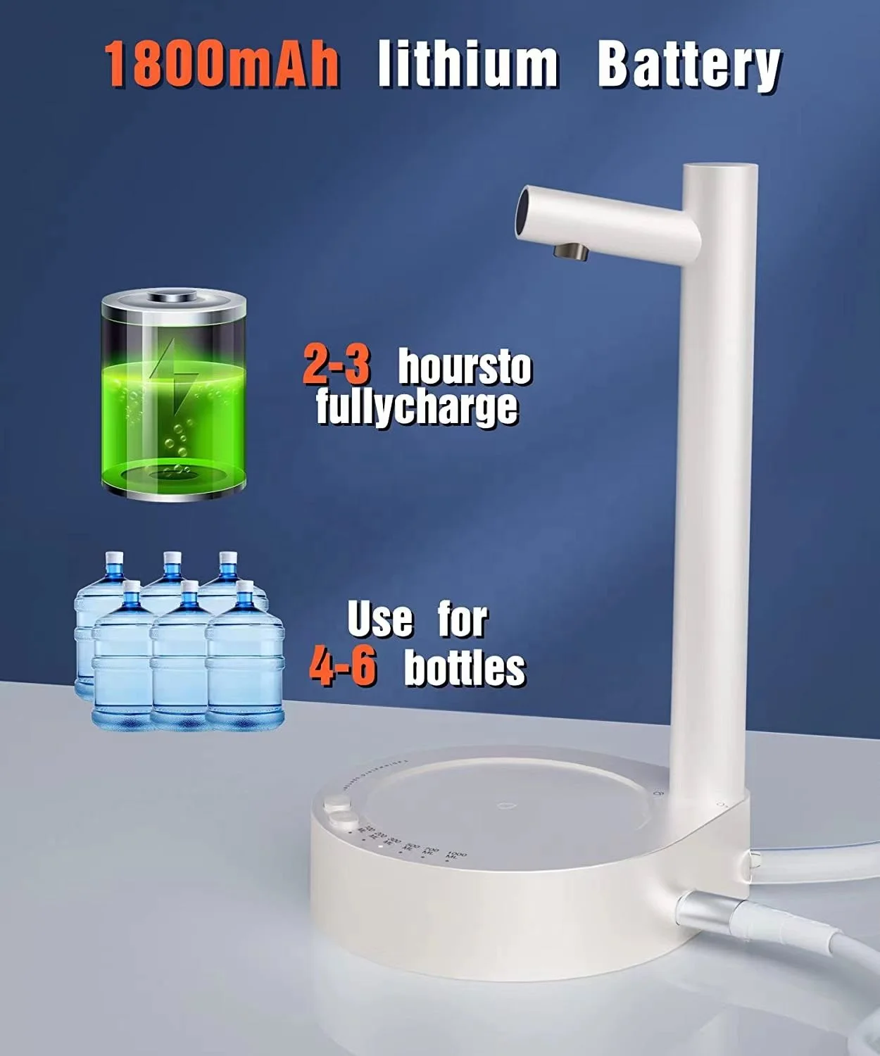 Smart Home gadgets Portable Wireless Electric Water Bottle Pump USB charging desktop automatic bedside water dispenser