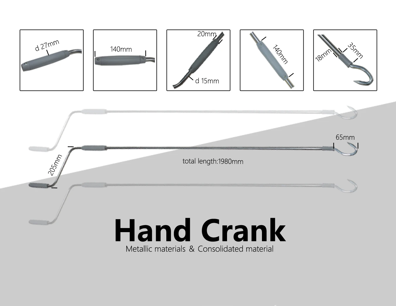 1.8m folding  awning hand crank for folding arm awning parts