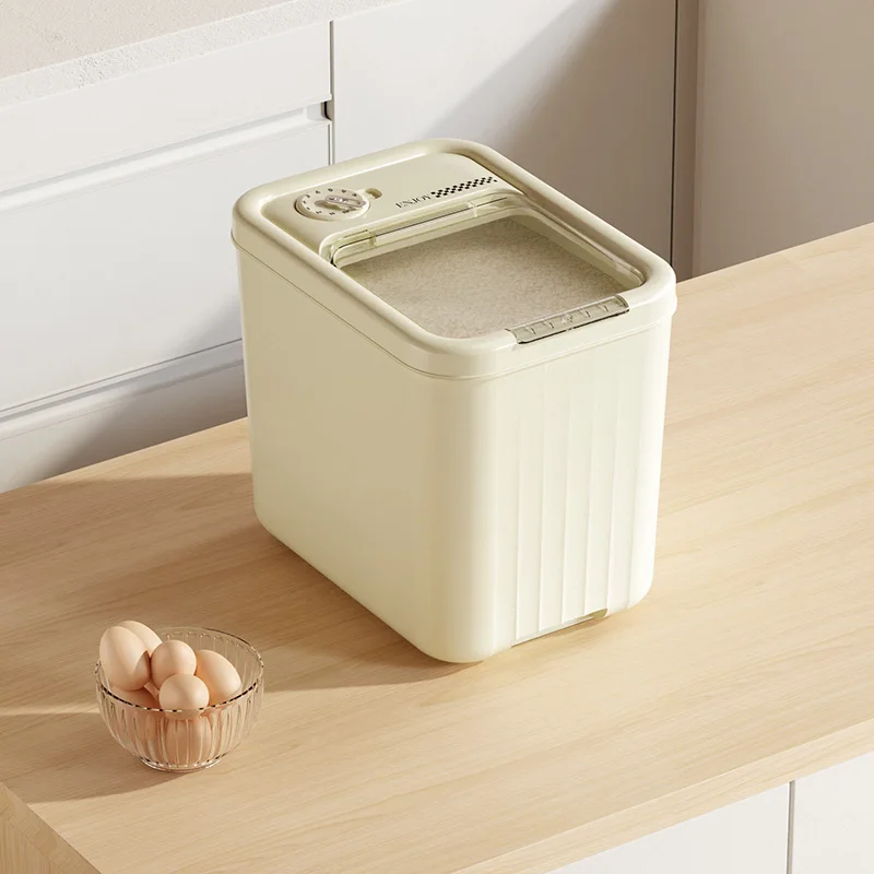 Kitchen Cabinet Rice 15 KG PP Bucket Storage Organizer Box with Wheel