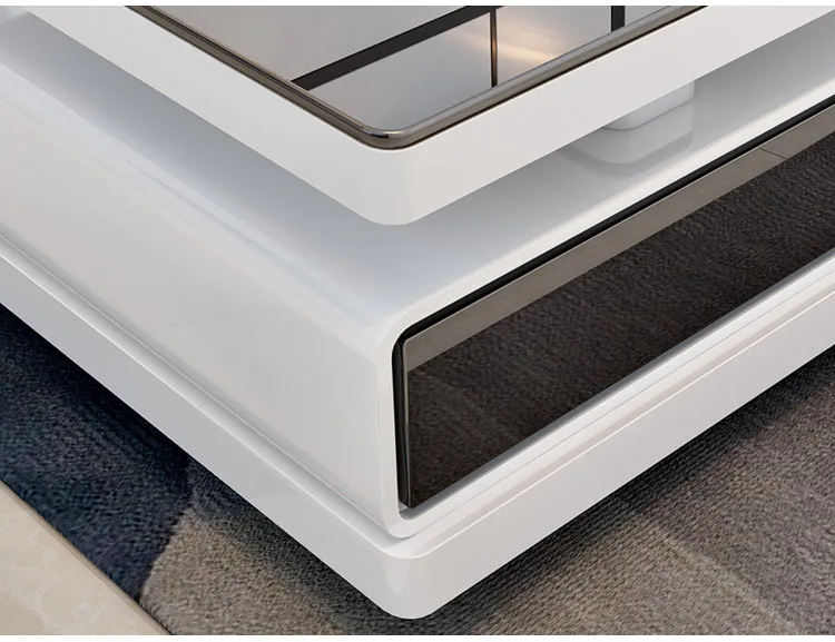Coffee table TV cabinet simple modern small apartment living room telescopic tempered glass paint tea table floor cabinet set