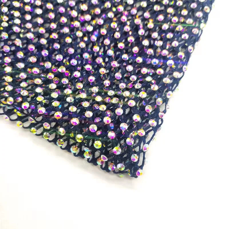 Rhinestones  Stretch Elastic Net Trim Crystal AB Rhinestone mesh fabric
