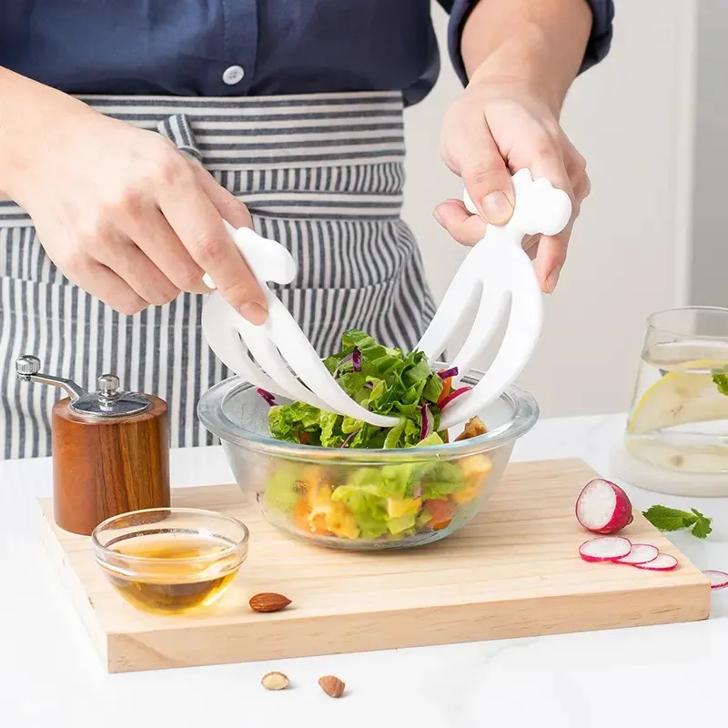 2pcs/Set Fruit Salad Mixer  Claw Stainless Steel Fruit Vegetable Salad Tools Server Kitchen Tool For Home Restaurant