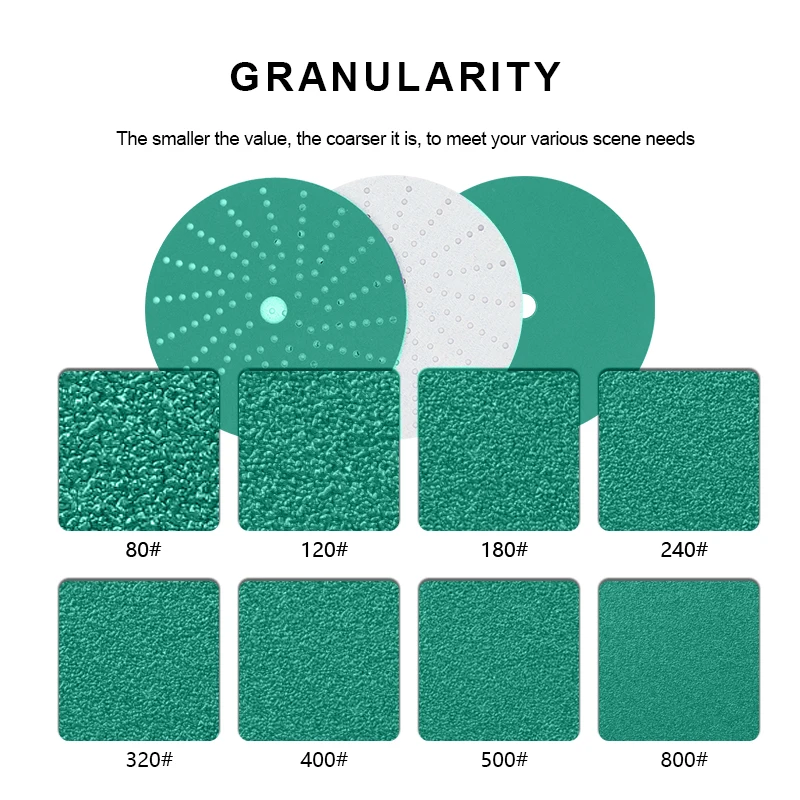 3M Sanding Disc Green Polyester film Sandpaper Disk Multi-holes Hook and Loop Ceramic Abrasive Sanding Disc for Automobile