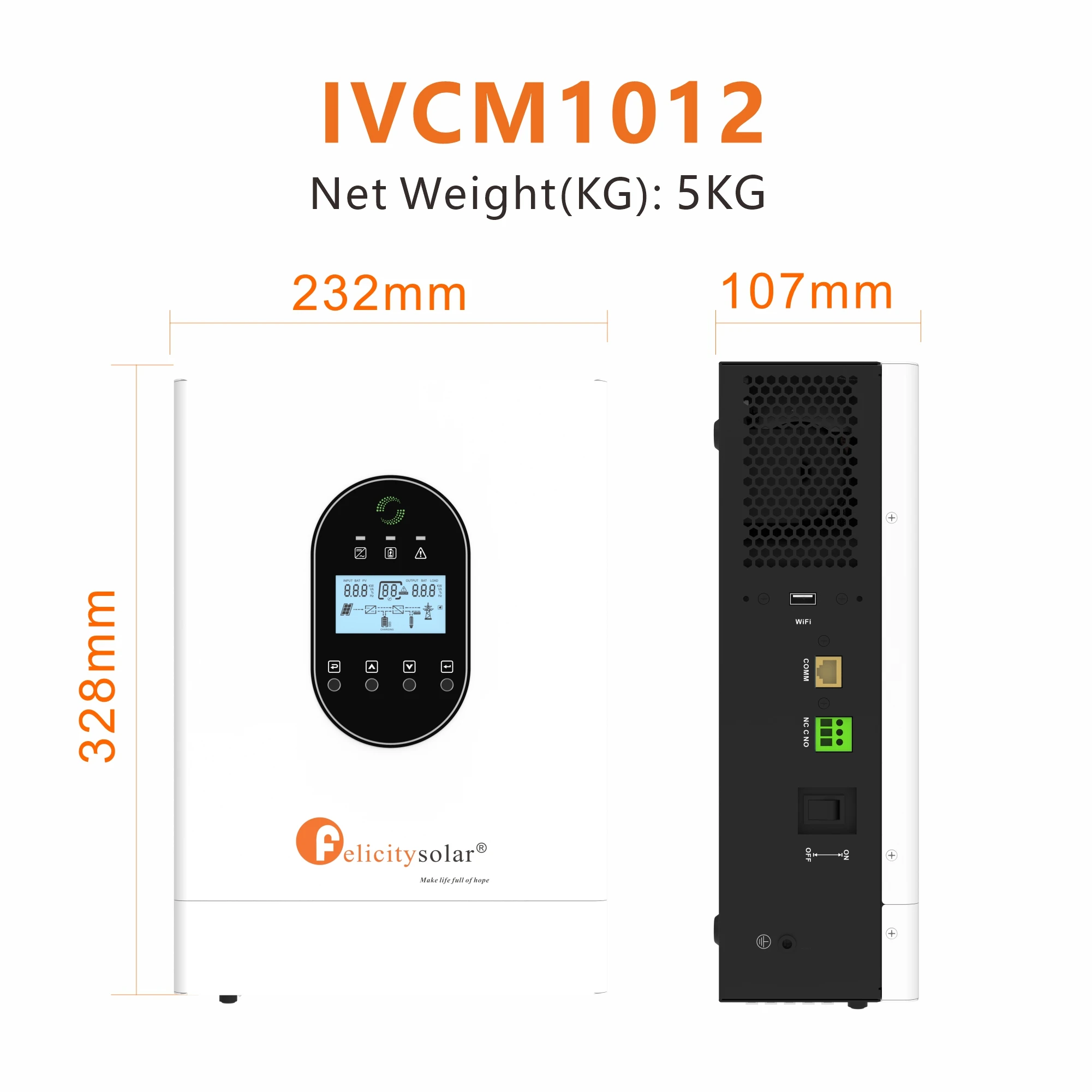felicity POWER DC 12V AC 1KW MPPT PV Input 450VDC 1KVA 1000W Hybrid Solar Inverter