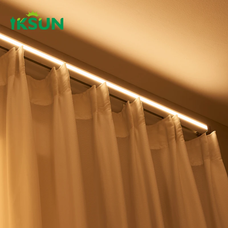 IKSUN New Design Good Quality Ceiling CurtainTrack LED Lights Curtain Accessories LED Curtain Rail Track