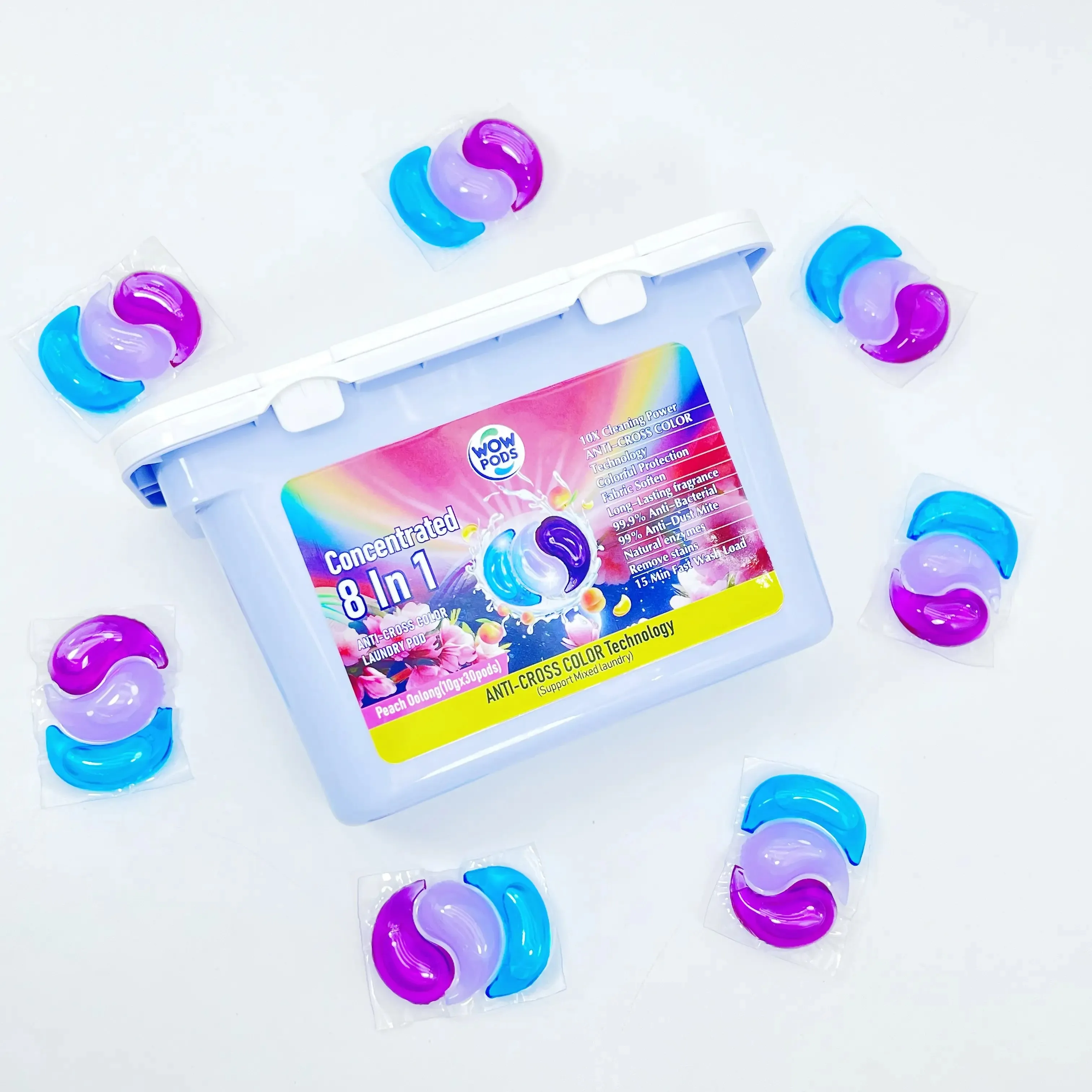 Sukgarden 3 In 1 3d Dazzling Color Protection Fragrance 10g*50 8x Clean Removing Bacteria And Mites Laundry Detergent Pods Box