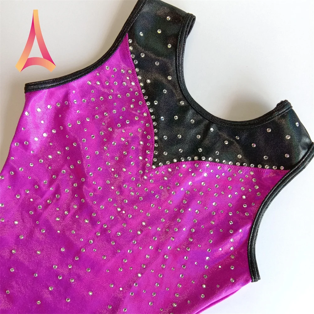 Wholesale shining girls leotards sleeveless gymnastics leotards