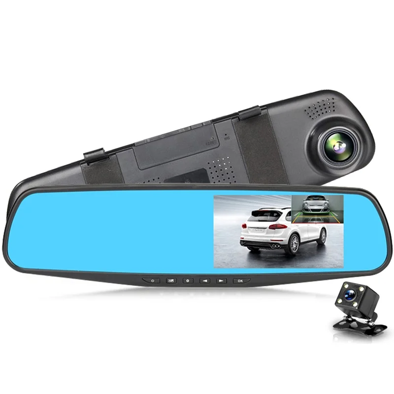 Full HD 1080P Car Dvr Camera Auto 4.3 Inch car blackbox Rearview Mirror dash Digital Video Recorder Dual Lens Camcorder