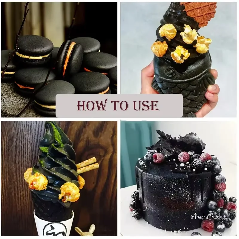 Black Pigment Organic Bamboo Charcoal Edible Vegetable Carbon Black Powder