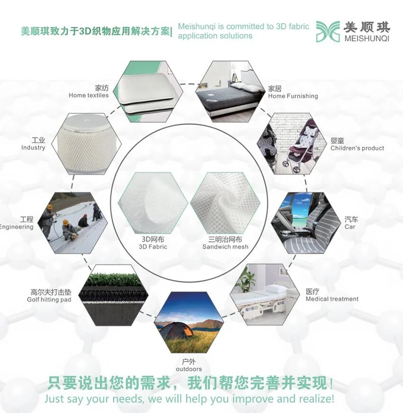 3mm thin 3D mesh fabric with antislip fabric  hometextile