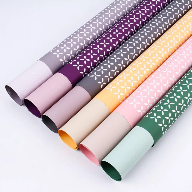 luxury metal printing plastic waterproof gift flower wrapping paper roll two-color Florist Bouquet Floral packaging material