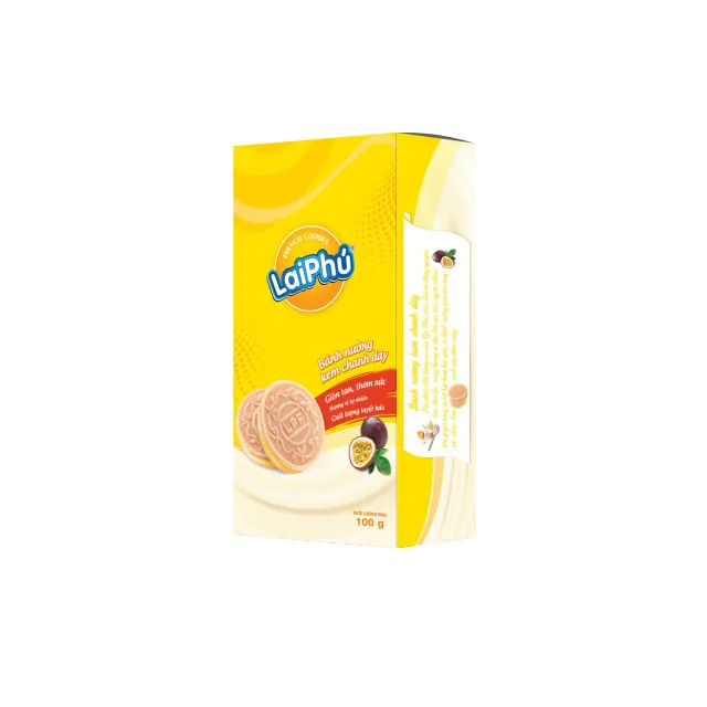 
 best selling product tasty and creamy passion fruit cream crispy cookies biscuits 100g box in bulk free shipping  