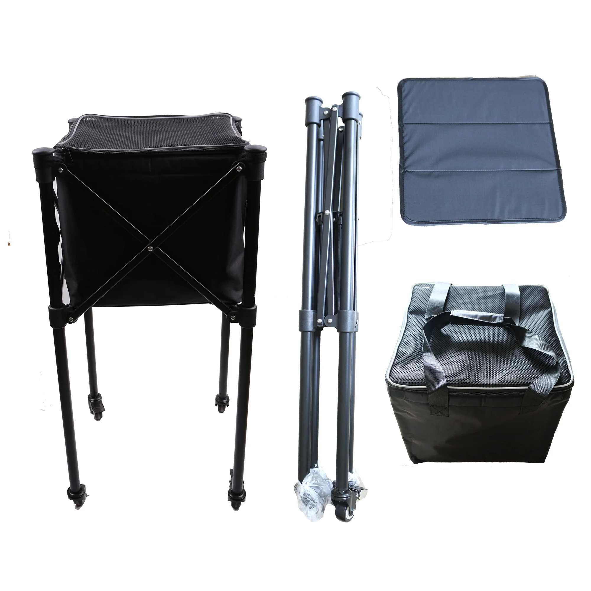 Portable Tennis Ball Hopper Basket with Wheels Tennis Ball Cart For 150 Pickleball Baseball Balls