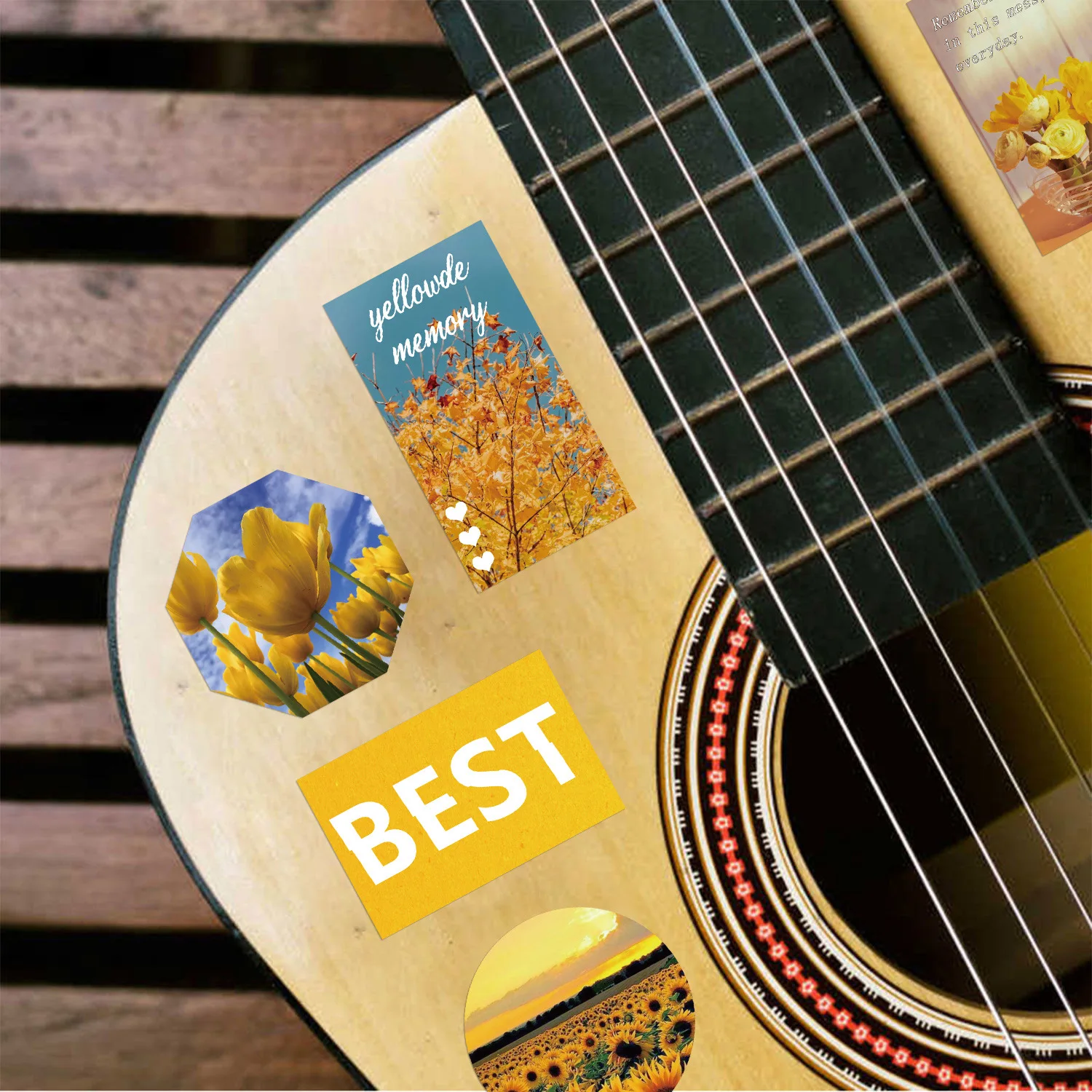 65Pcs Summer Ins Style Yellow Street View Decorative Stickers For Phone Laptop Wall Waterproof Wallpaper Sticker