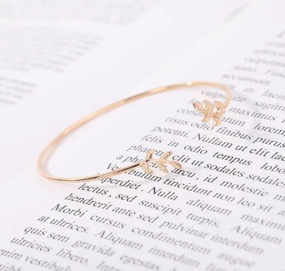China Charming Women Accessories Silver Color Leaf Leaves Alloy Ladies Bangle Bracelet Armband