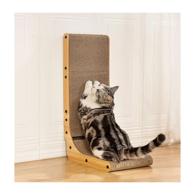 L-образная кошачья Когтеточка для домашних кошек защитная мебель из картона с игрушечным шаром